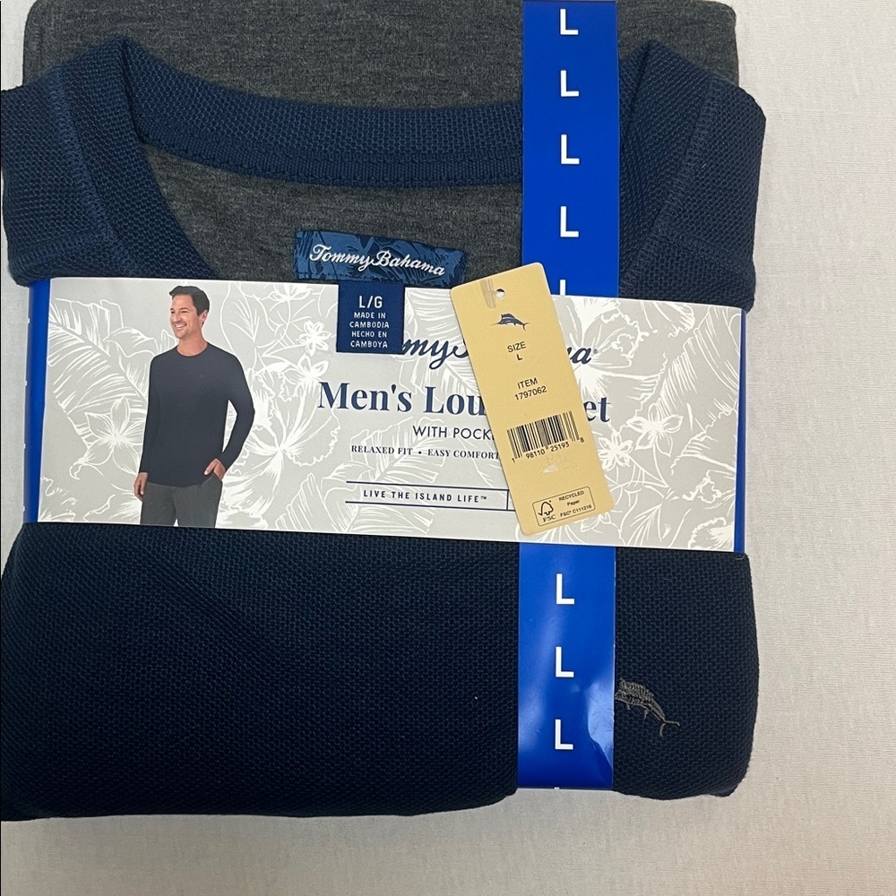 Tommy Bahama Navy and Gray Men's Knit Lounge Set